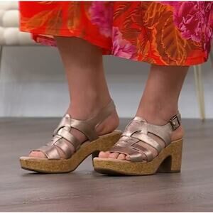 Naturalizer Soul‎ Fisherman Platform Aki Sandals Women Size 10W Silver Slingback